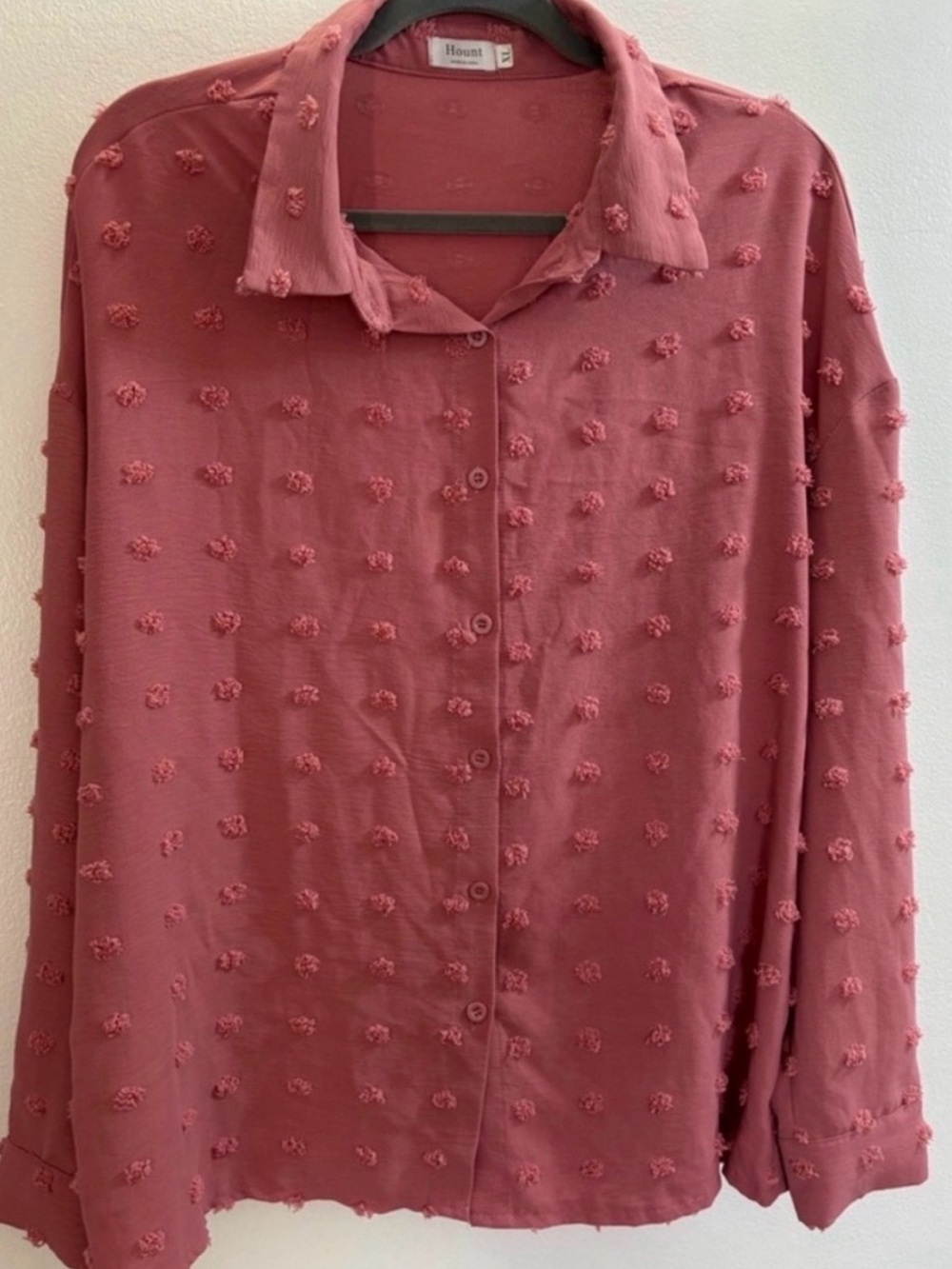 Rose Textured Button-Front Womens Top